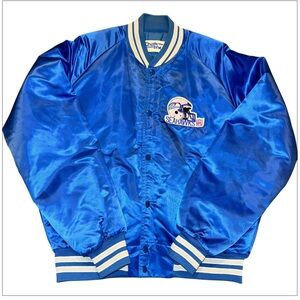 Vintage Seattle Seahawks Chalk Line Bomber Jacket Men’s Large Blue Satin NFL